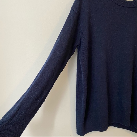 Vince women’s Cashmere Linen Boxy Crew neck knit sweater navy coastal blue - XS - Picture 7 of 13